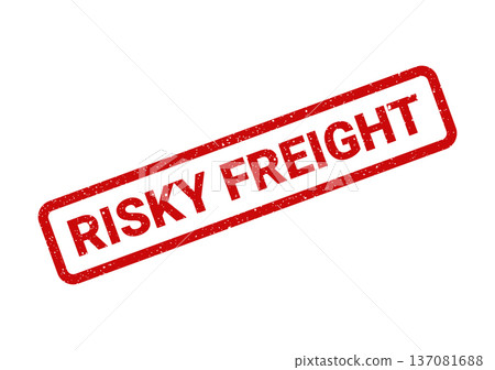 A distressed textured rubber stamp vector prominently displays RISKY FREIGHT in a rectangular outline A distressed textured rubber stamp vector prominently displays RISKY FREIGHT in a rectangular outline 137081688