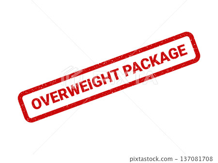 A grunge red rubber stamp displays the phrase overweight package, suitable for warning labels on large shipments A grunge red rubber stamp displays the phrase overweight package, suitable for warning labels on large shipments 137081708