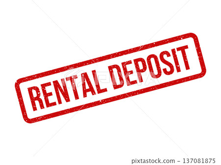 A prominent distressed rubber stamp graphic illustrates the important financial concept RENTAL DEPOSIT for transactions 137081875