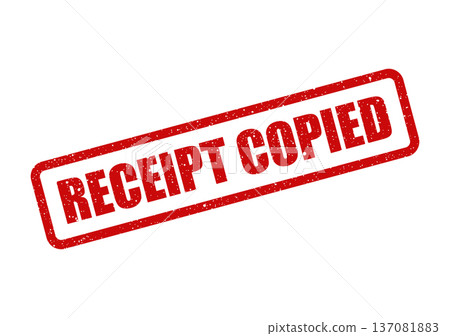 A prominent red grunge rubber stamp text RECEIPT COPIED for indicating duplication of important financial documents A prominent red grunge rubber stamp text RECEIPT COPIED for indicating duplication of important financial documents 137081883