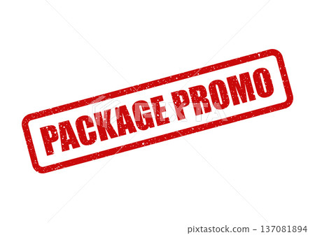 A rectangular distressed rubber stamp mark displaying PACKAGE PROMO used for special offers or marketing campaigns 137081894