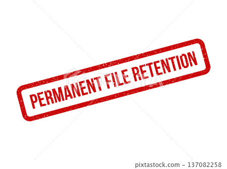 A red textured rubber stamp prominently features the message Permanent File Retention ideal for official documents 137082258