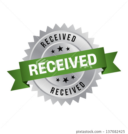 Silver Received, Received Round Sign With Ribbon 137082425