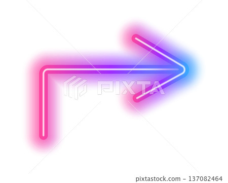 Futuristic neon up arrow with soft glow light. Vector element on dark background for navigation and interface design. 137082464