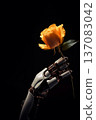 robot hand and flower. generative ai 137083042