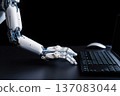 robot hand and office computer. generative ai 137083044