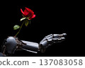 robot hand and flower. generative ai 137083058