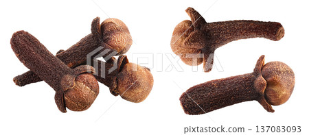 Dry spice cloves isolated on white background with full depth of field. Dry spice cloves isolated on white background with full depth of field. 137083093