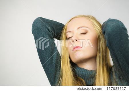 Sad confused young female 137083317