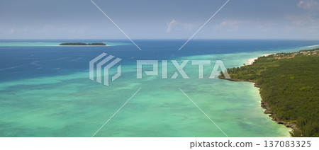 Panorama of Nemba beach and bacground a little island 137083325