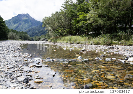 A river with a mountain view A river with a mountain view 137083417