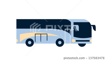 Passenger bus on road. Coach transport vector illustration for public transit, city travel, and tourism design. Isolated flat icon of shuttle vehicle 137083478
