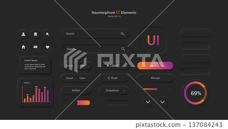 A collection of icons for the development of the user interface in black. A collection of icons for the development of the user interface in black. 137084243