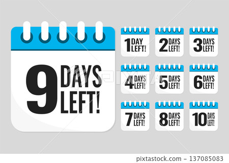 Countdown daily page calendar icon - 9 days left 137085083