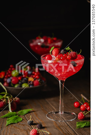 Glass of berry cocktail Glass of berry cocktail 137085540