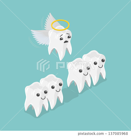 3D Isometric Flat Vector Illustration of Extracted Tooth, Removal Of A Tooth For Medical Reasons. 3D Isometric Flat Vector Illustration of Extracted Tooth, Removal Of A Tooth For Medical Reasons. 137085968