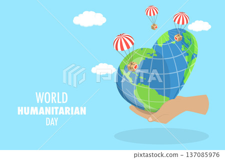 3D Isometric Flat Vector Illustration of World Humanitarian Day, Global Charity and Volunteering 3D Isometric Flat Vector Illustration of World Humanitarian Day, Global Charity and Volunteering 137085976