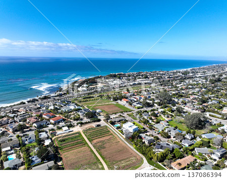 Aerial drone photo of Cardiff, West Coast of California, Encinitas, United States of America 137086394