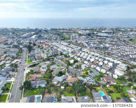 Aerial view of houses in Oceanside town in San Diego, California. USA Aerial view of houses in Oceanside town in San Diego, California. USA 137086428