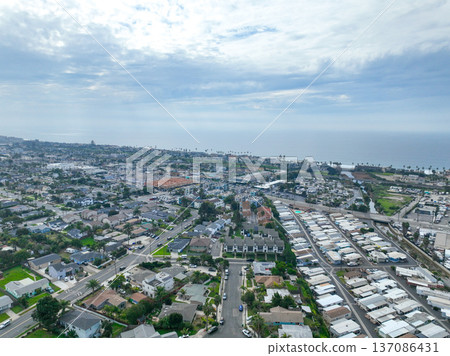 Aerial view of houses in Oceanside town in San Diego, California. USA 137086431