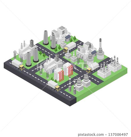 Isometric industrial warehouse 137086497