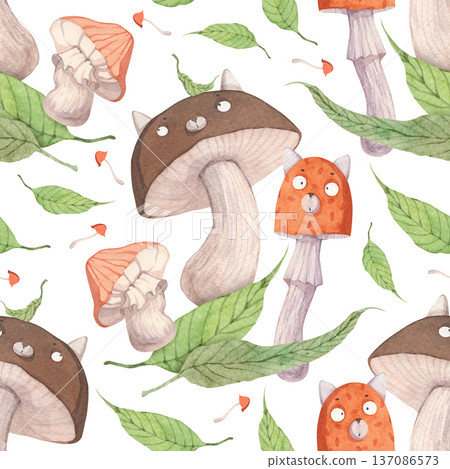 A sweet summer pattern featuring forest creatures 137086573