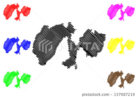 Peleng island (Republic of Indonesia, South East Asia) map vector illustration, scribble sketch Peleng map Peleng island (Republic of Indonesia, South East Asia) map vector illustration, scribble sketch Peleng map 137087219