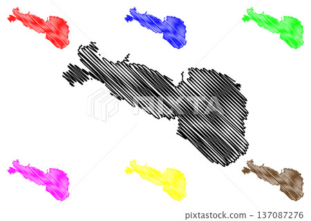 Rennesoy island (Kingdom of Norway) map vector illustration, scribble sketch Rennesoy map 137087276