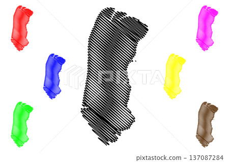 Romo island (Kingdom of Denmark) map vector illustration, scribble sketch Romo map 137087284