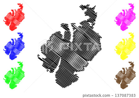 Seiland island (Kingdom of Norway) map vector illustration, scribble sketch Sievju map 137087383