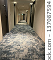 Hotel hallway tile carpet 137087594