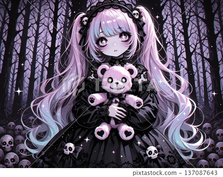 一位身著哥德蘿莉裝扮的美麗女孩 137087643