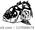What do you think? It's a cool fish! Black and white cut-out and collage illustration of a rockfish. 137088078