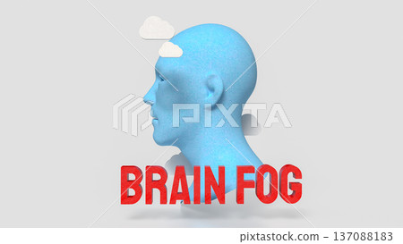 Brain Fog Concept with Human Head and Clouds 3d render. 137088183