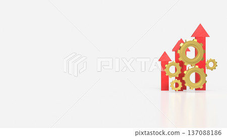 Business Growth Concept with Gears and Rising Arrows 3d render. 137088186