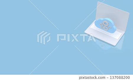 Cloud Computing Technology Concept on Laptop Screen 3d render. Cloud Computing Technology Concept on Laptop Screen 3d render. 137088200
