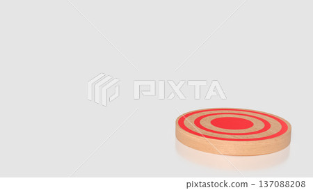 Wooden Target Board with Red Bullseye Concept 3d render. 137088208
