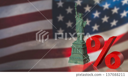 US Interest Rate Policy Concept with Statue and Percent 3d render. US Interest Rate Policy Concept with Statue and Percent 3d render. 137088211