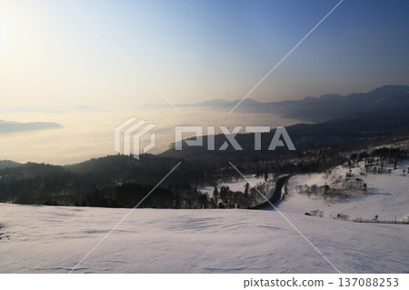 Snow-covered Bihoro Pass in winter Snow-covered Bihoro Pass in winter 137088253