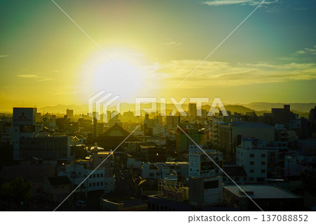 Sunset cityscape silhouette golden cityscape Sunset cityscape silhouette golden cityscape 137088852