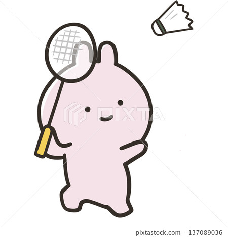Rabbit playing badminton Rabbit playing badminton 137089036