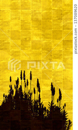 Lavender flower silhouette, Japanese-style gold folding screen art Lavender flower silhouette, Japanese-style gold folding screen art 137089620