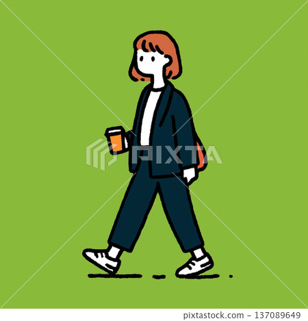 走與咖啡的女商人 137089649