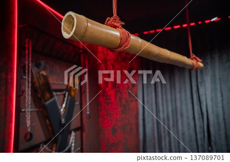 Bamboo stick for shibari. BDSM cross. Bamboo stick for shibari. BDSM cross. 137089701