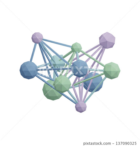 以低多邊形表示的未來主義3D機器學習網路圖標 137090325