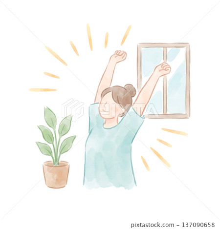 晨光中伸展身體的習慣圖標 晨光中伸展身體的習慣圖標 137090658