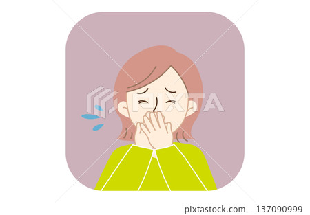 一個打噴嚏的女人的插圖 一個打噴嚏的女人的插圖 137090999