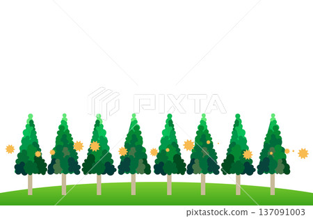 雪松林散發花粉的插圖 雪松林散發花粉的插圖 137091003