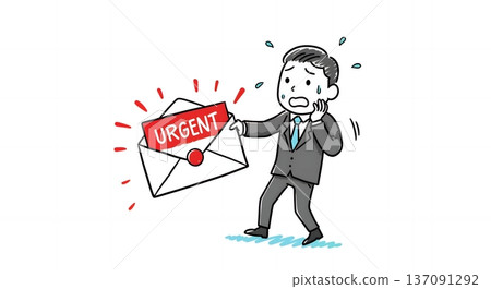 A businessman panics after receiving an urgent demand letter to make an unpaid payment 137091292