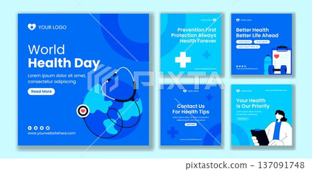 Hand Drawn World Health Day Flat Cartoon Illustration Background Social Media Post 137091748